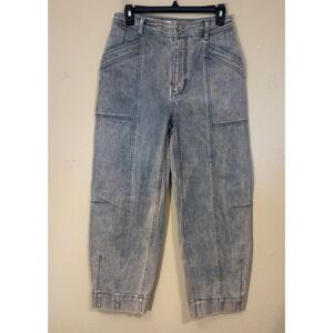 Anthropologie Pilcro High Rise Barrel Leg Jeans Women 27 Acid Wash Gray